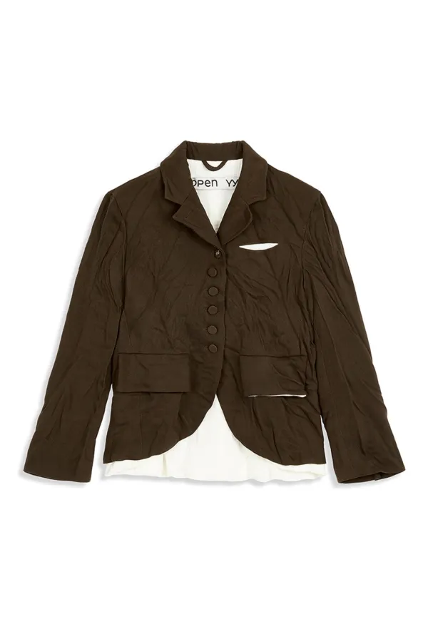 CRINKLED POCKET JACKET, BROWN
