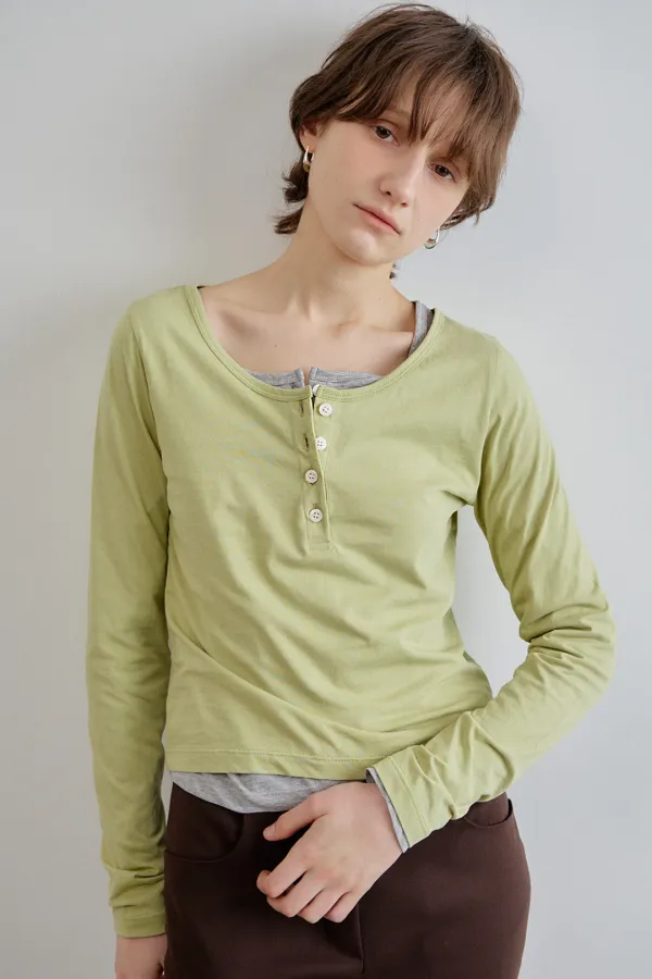 [2차]essential henley neck top_olive