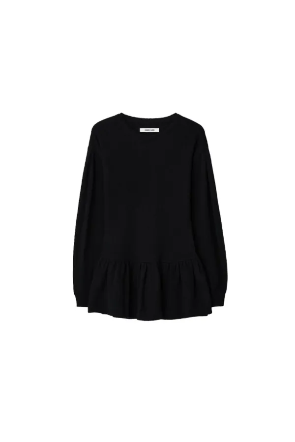 Ruffle hem knit - Black