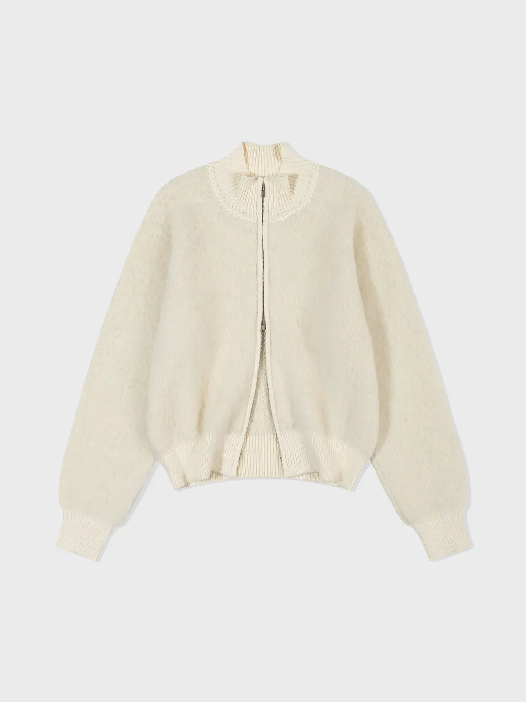 로우클래식 Alpaca Mock Neck Zip-Up Cardigan_Ivory 상품 이미지 1