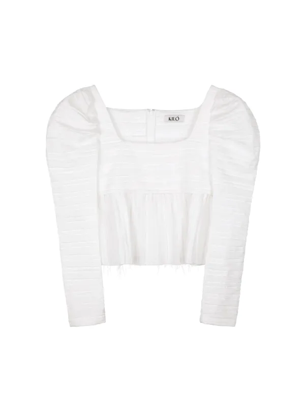 PLEATED VOLUME BLOUSE (WHITE)