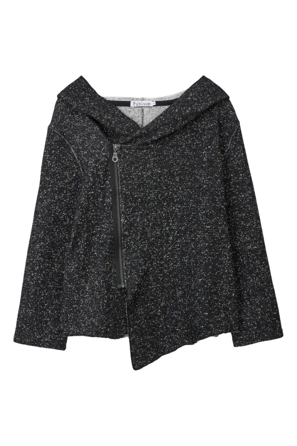 Diagonal Zip Cardigan_Dusty Black