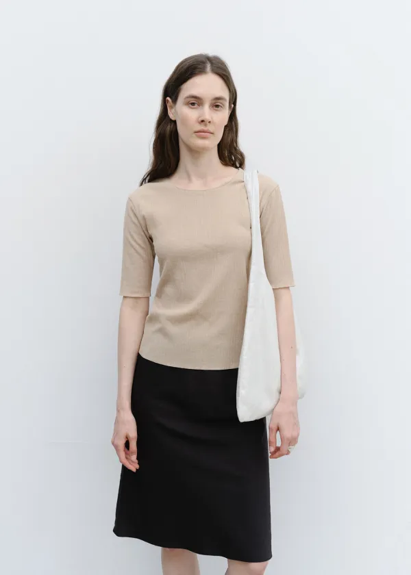 Grain Pleated Top in Peach Beige