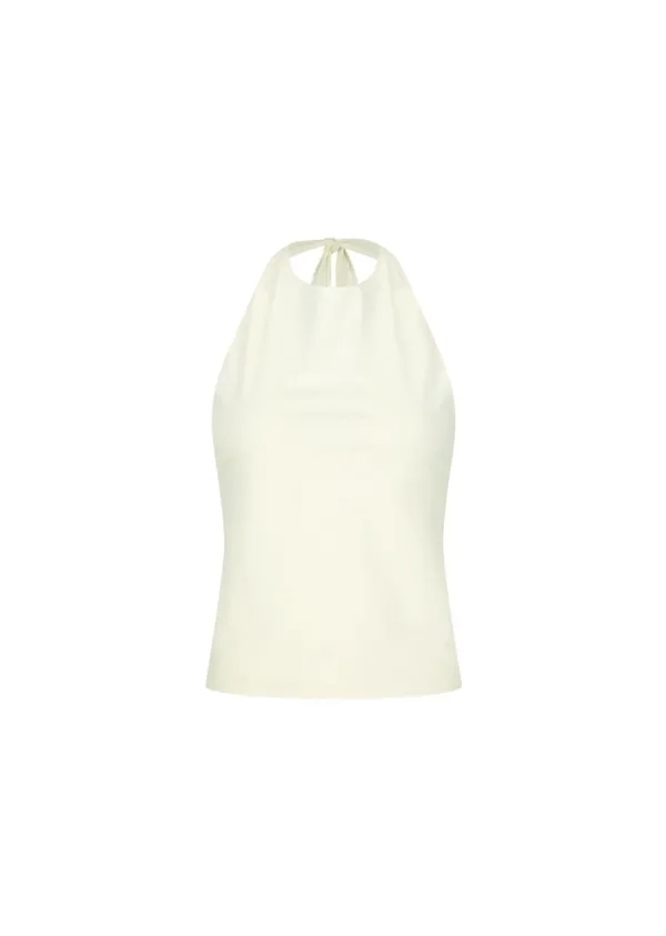 Jersey Halter Neck Top, Ivory