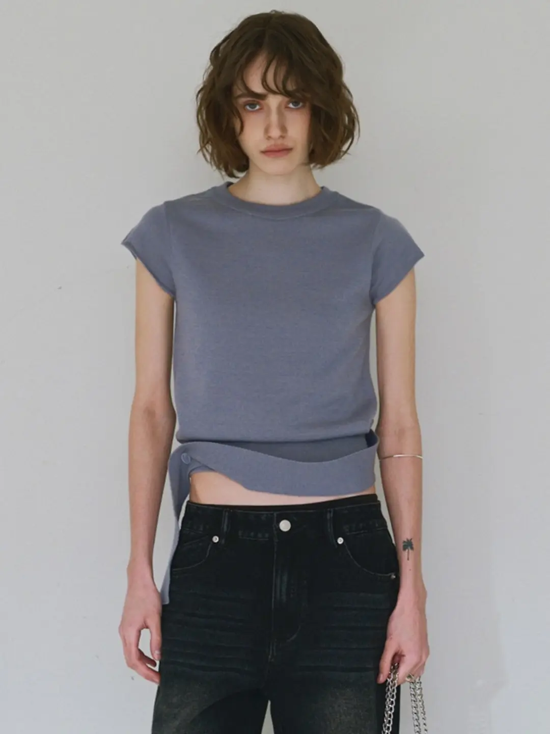 밀로 우먼 Two Way Muffler Knit Top [Sky Blue] 상품 이미지 2