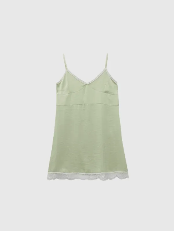 [5th 예약주문] Linden Silk Lace Dress (Soft Lime)