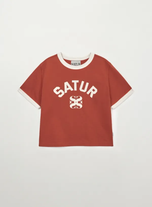 (W) Arch Logo Ringer T-Shirt - Red