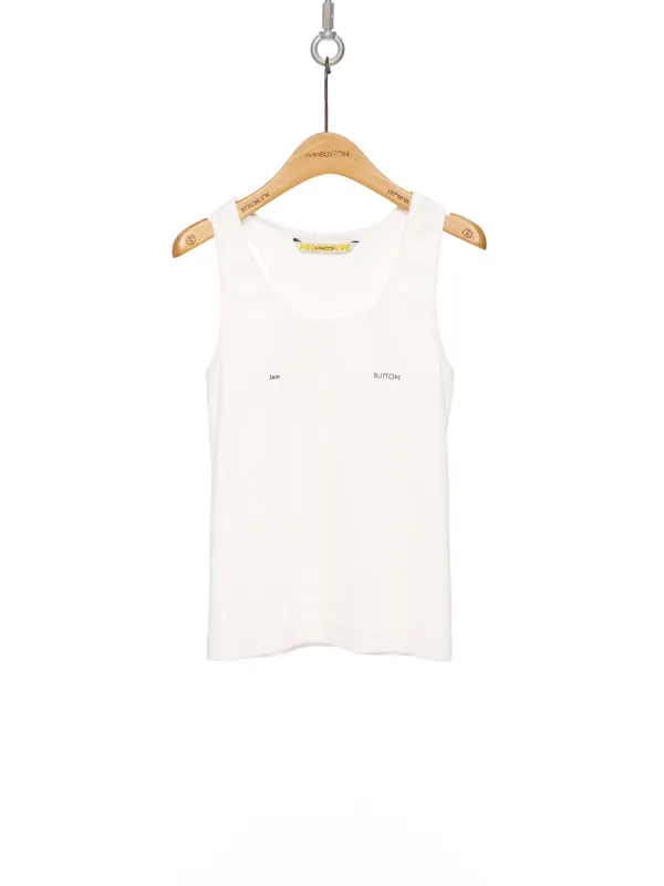 SS26 ZERO WHITE RIBBED LOGO SLEEVELESS TOP
