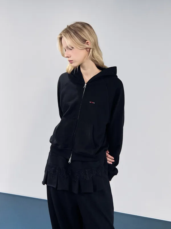 DUAL EYE PIERCING HOODIE ZIP-UP (BLACK)