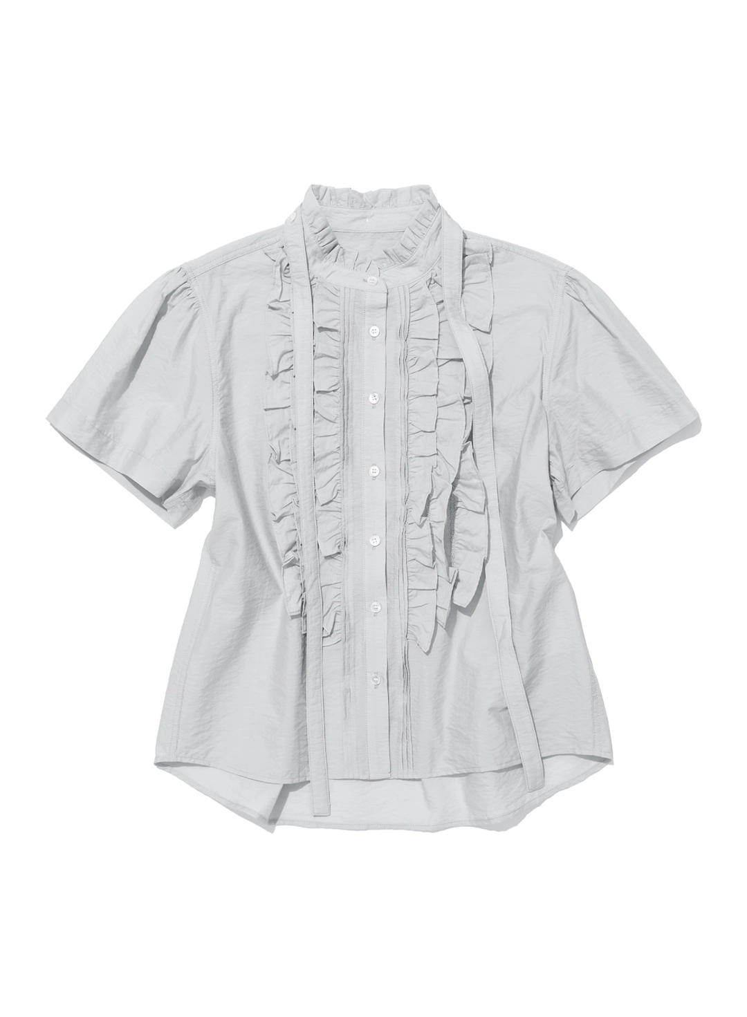파르티멘토 [WOMEN] SCARF RUFFLE PINTUCK BLOUSE_LIGHT GREY 상품 이미지 1