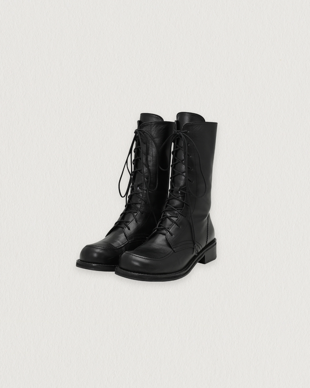 플레따 [Exclusive] flétta Handmade Lace-up Middle Boots_Black 상품 이미지 2