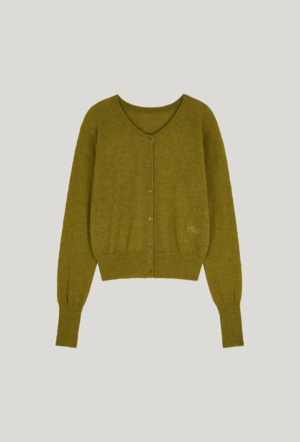 signature alpaca cardigan_mustard