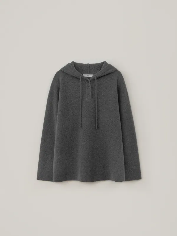 Loose Wool Hoodie Knit - Charcoal