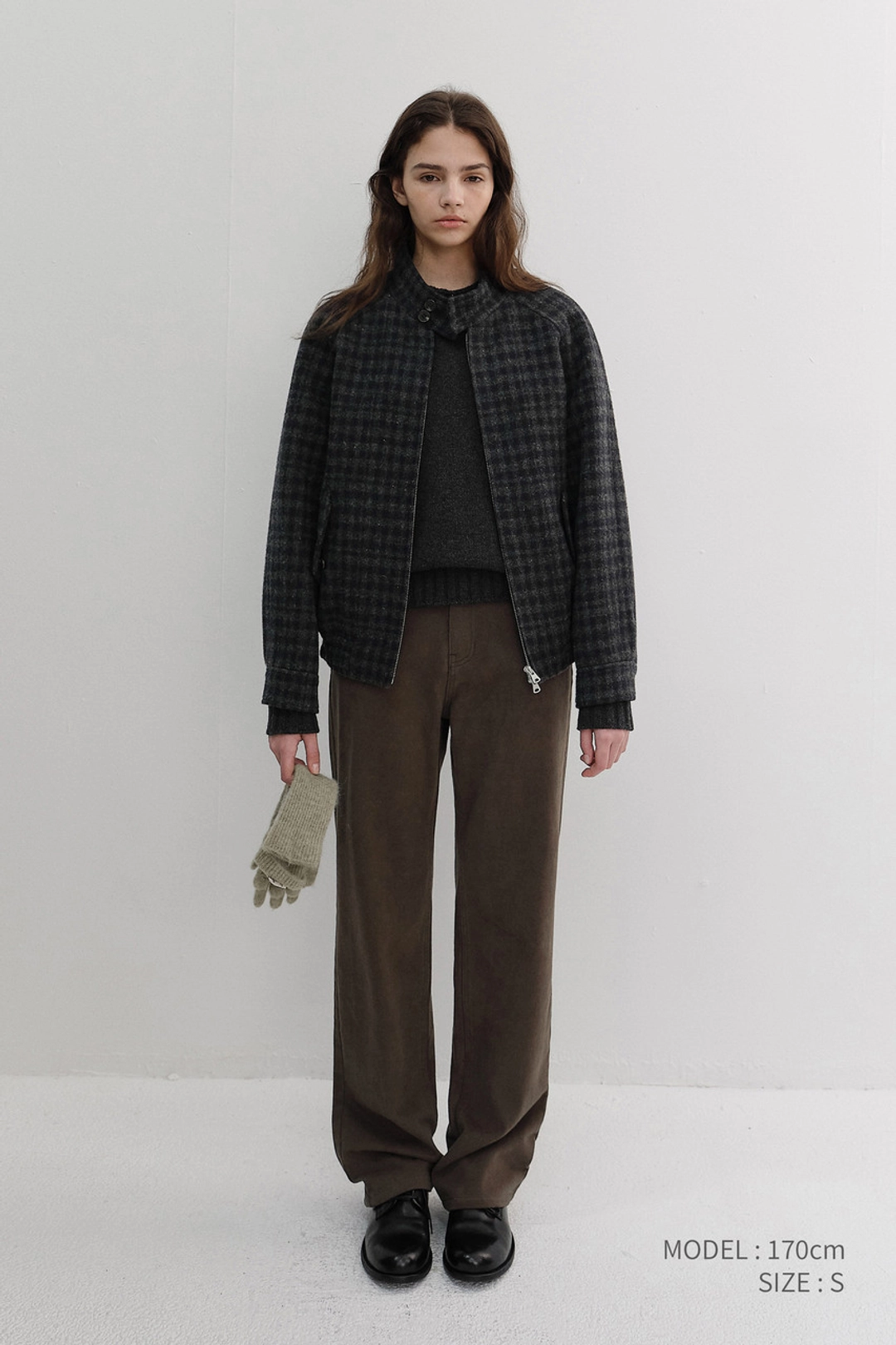 던스트 UNISEX HARRINGTON WOOL BLOUSON DEEP NAVY CHECK_UDJU6D127N3 상품 이미지 1