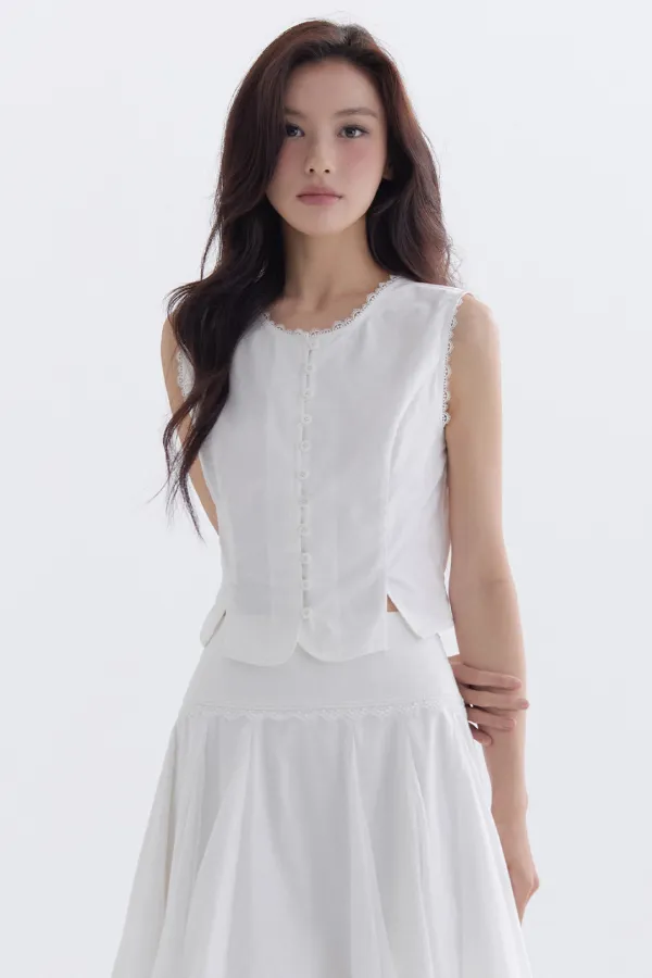 Poem Button Vest (Ivory)