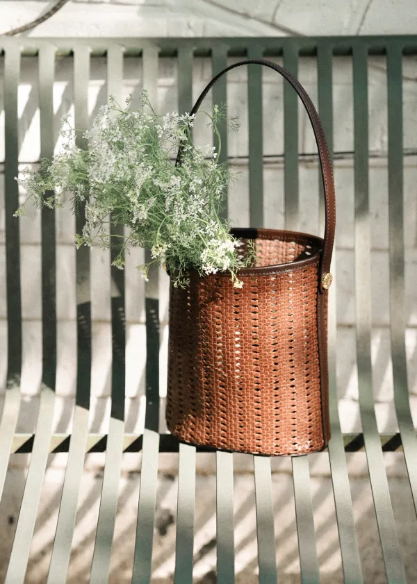 Lou net leather bag Brown