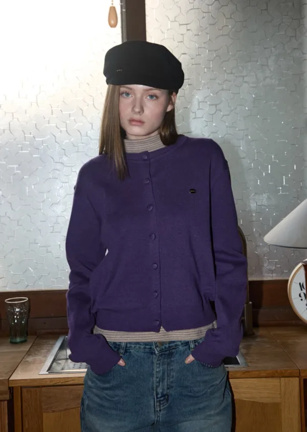 ANC BASIC ROUND CARDIGAN_PURPLE