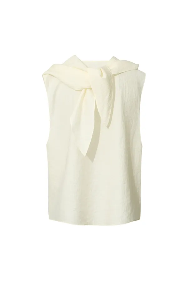 DRAPE SLEEVELESS BLOUSE [IVORY]