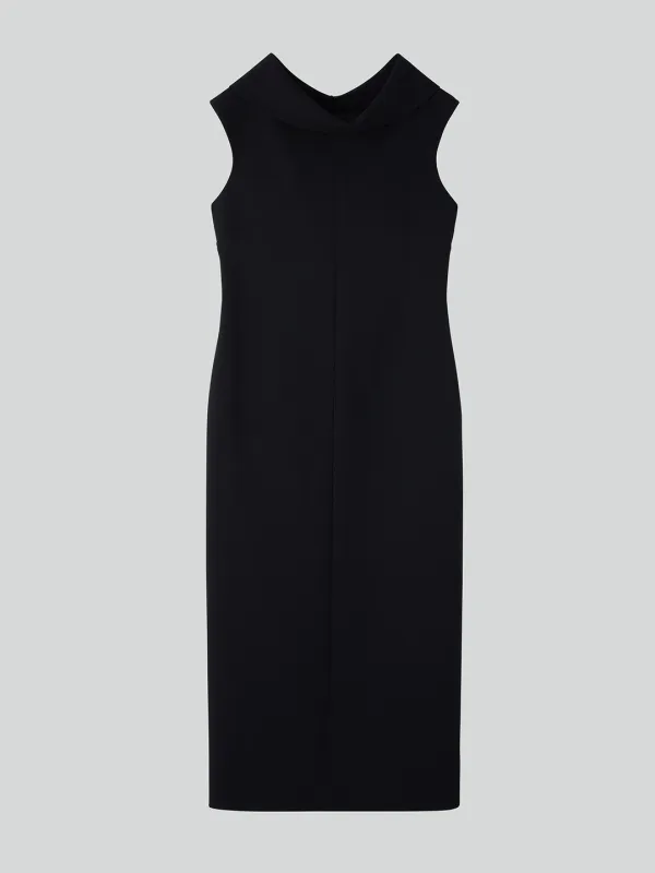 OPEN BACK HIGH NECK DRESS (BLACK)