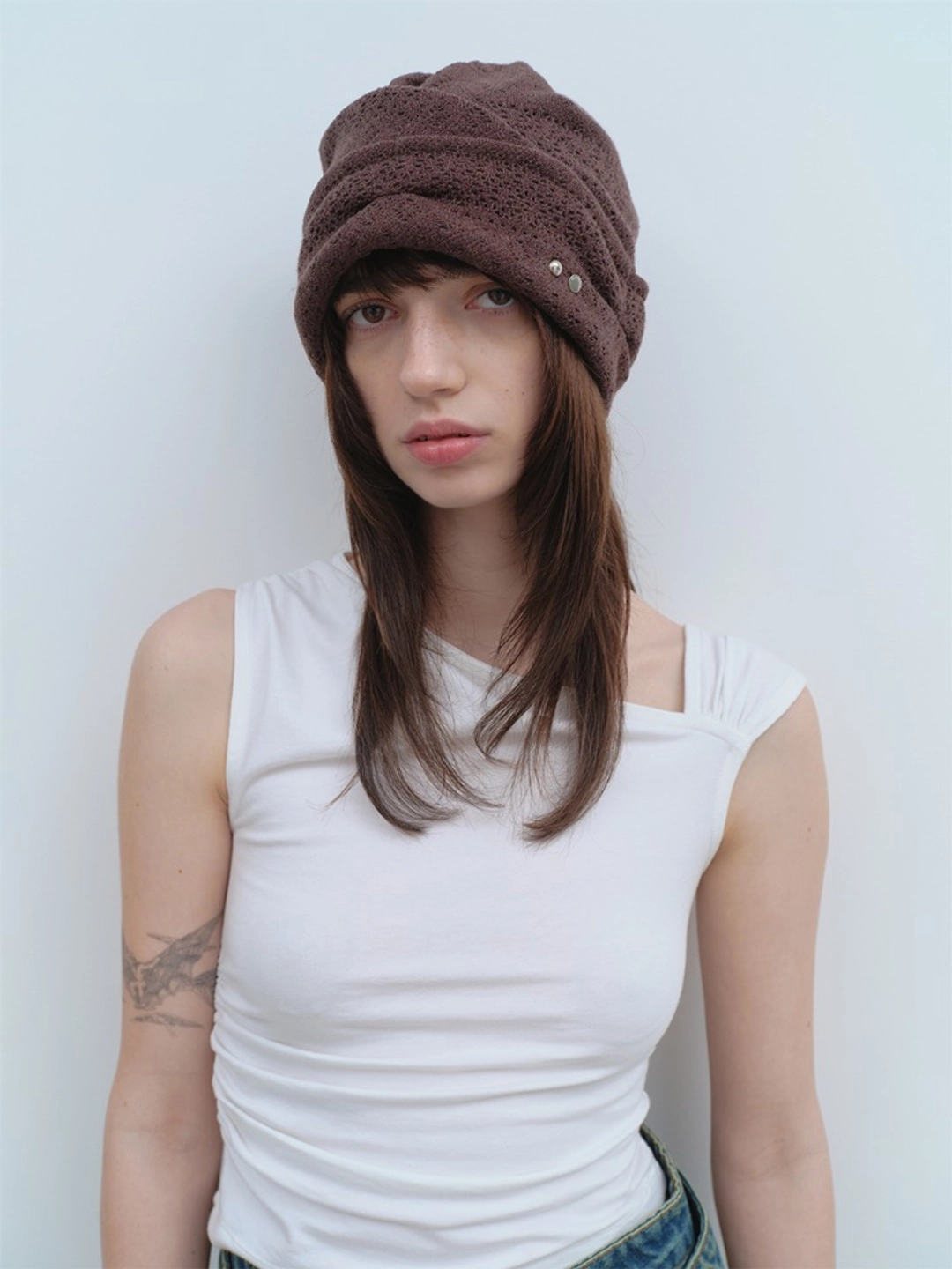 밀로 우먼 Pointelle Symbol Beanie [Brown] 상품 이미지 1