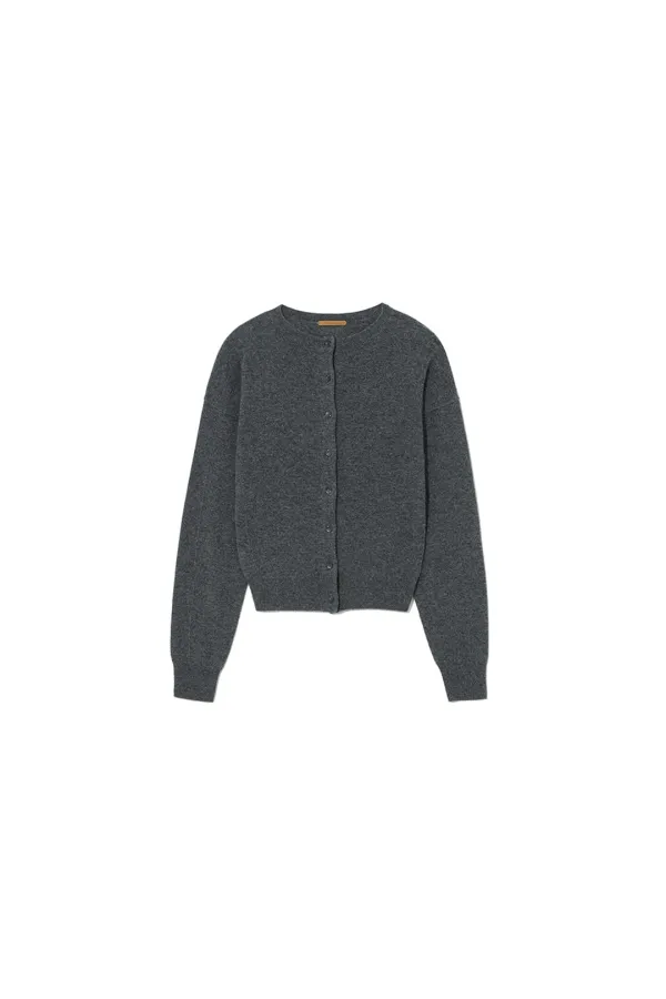 MORO CASHMERE BELL-SLEEVE KNIT CARDIGAN [GREY]