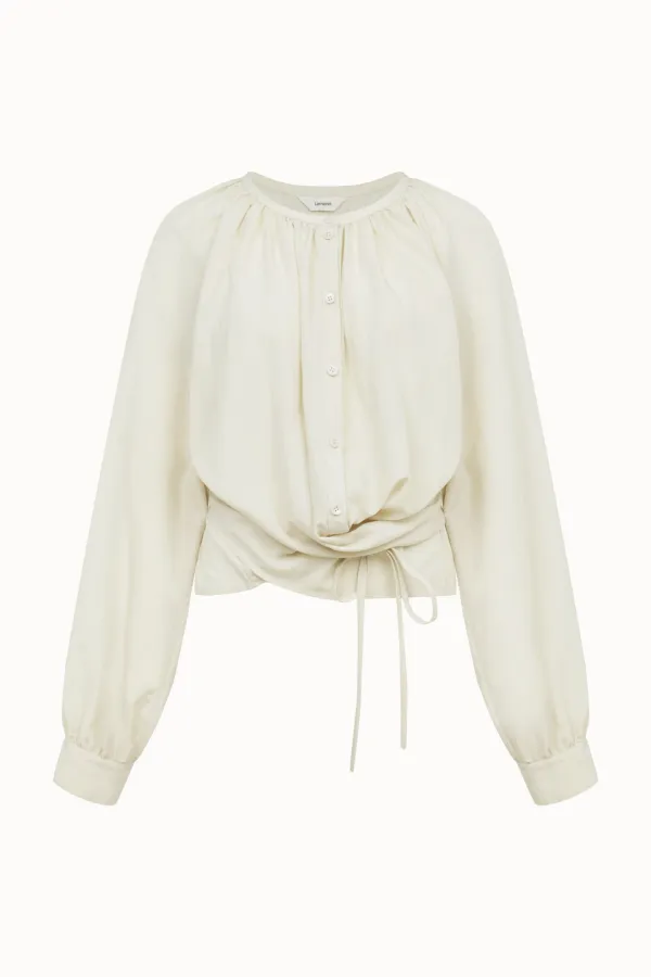 [2차 리오더]Wrap Shirring Blouse[LMBEAUSH311]-Cream