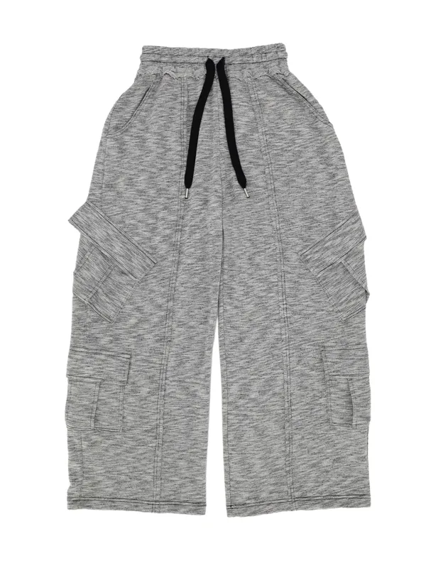 MOON WIDE CARGO SWEATPANTS MELANGREY