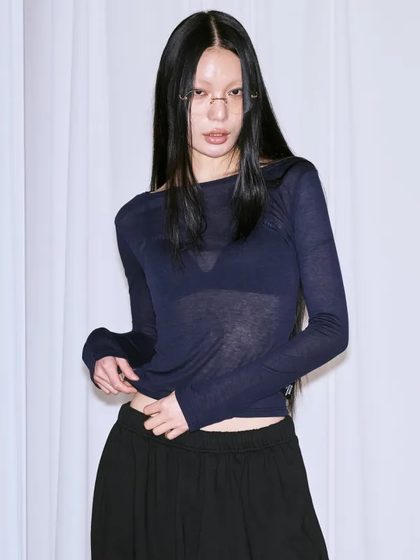 MYSTERIOUS SHEER SLEEVE - NAVY