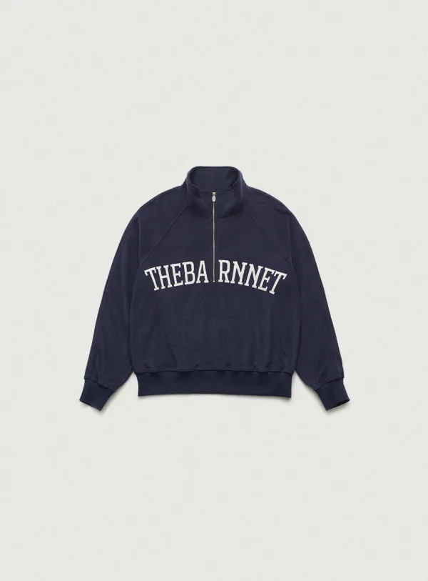 Terry Logo Half-Zip Pullover_Navy