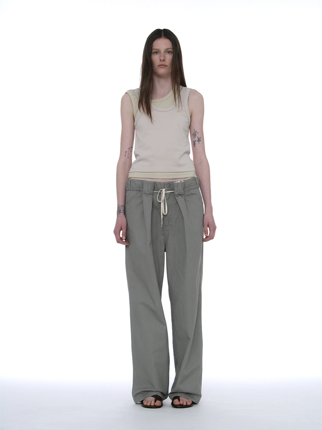 파르티멘토 [WOMEN] WASHED DRAWSTRING CHINO PANTS_GREY 상품 이미지 2