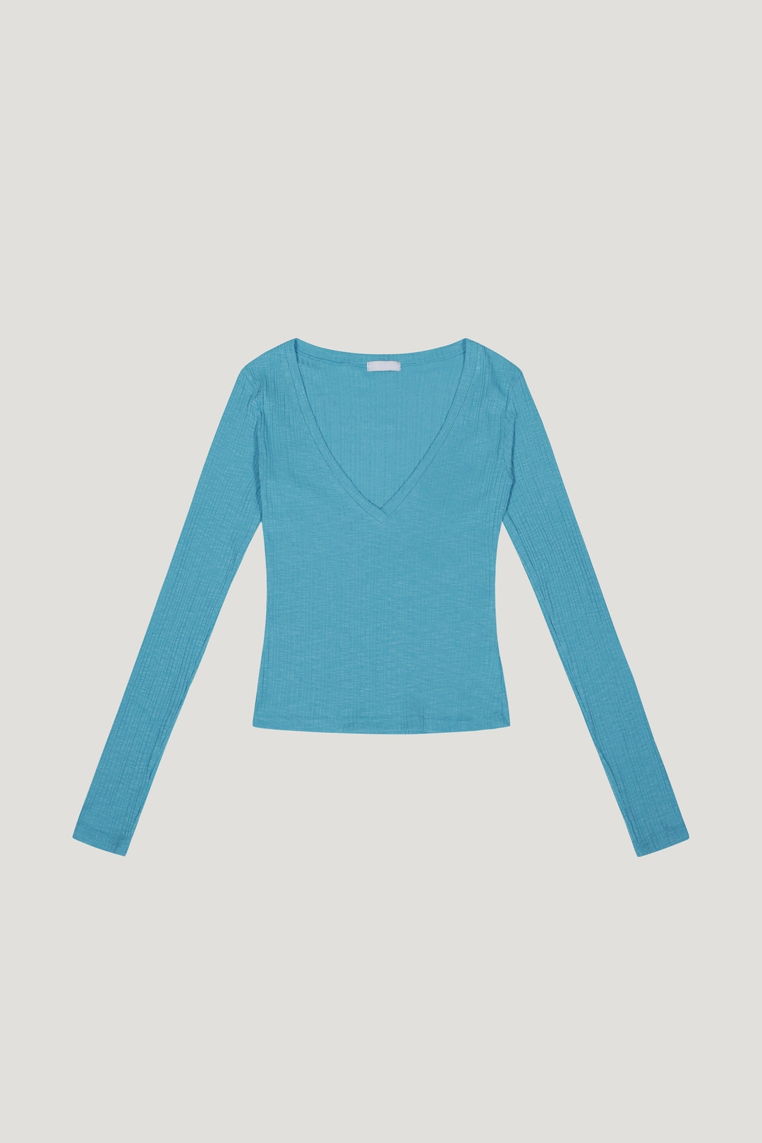리브어리 Ribbed V-Neck Top (blue) 상품 이미지 1