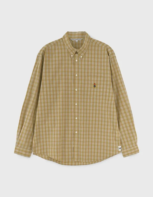 CREST WASHED CHECK SHIRT / Beige