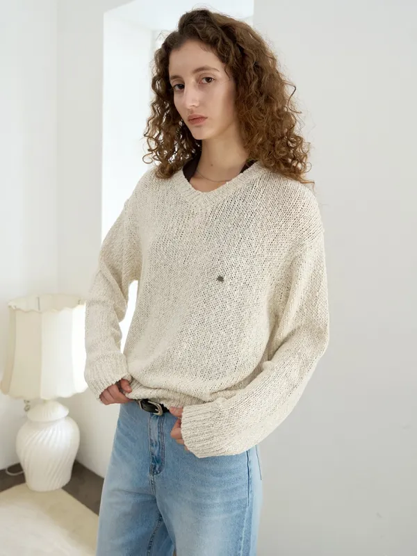 Miro cotton seed v-neck knit pullover