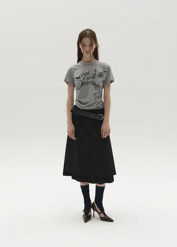 DART-DETAIL GRAPHIC TEE (MELANGE GREY)