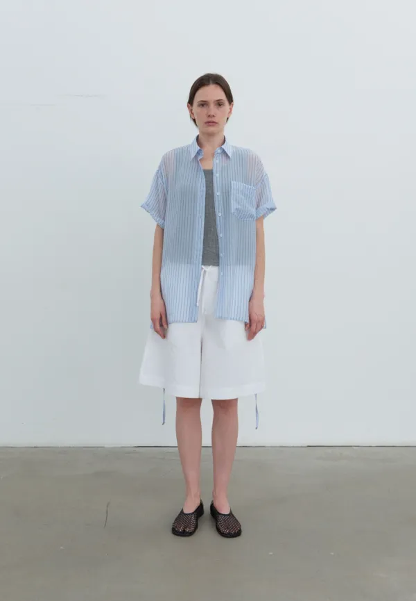 Two way tencel wrap shirt (sky)