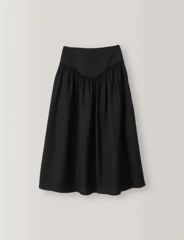 Riviera Shirring Long Skirts (Black)