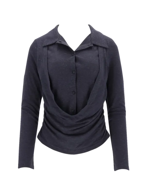 DRAPE SHIRT TOP (BLACK)