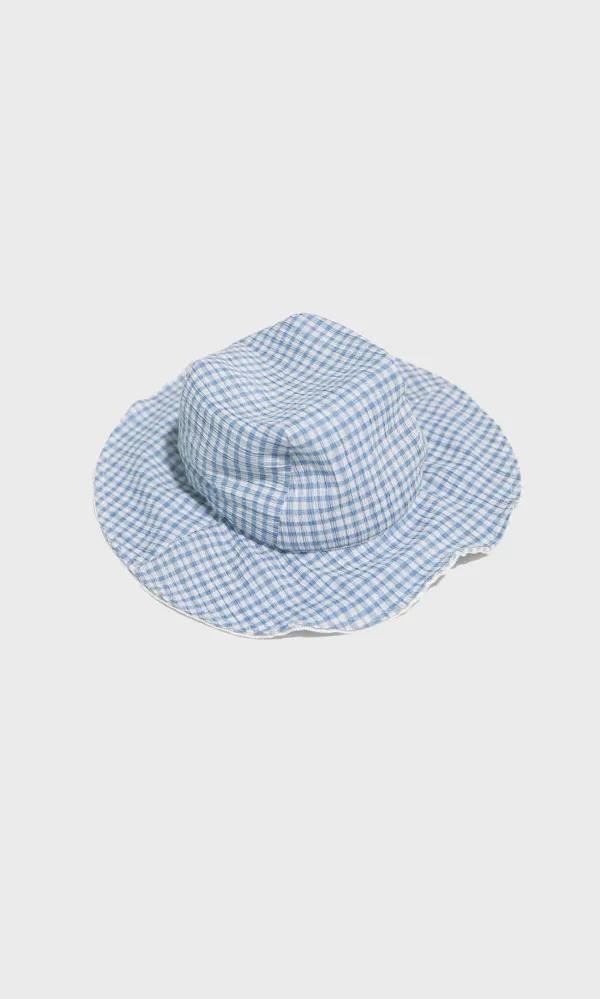 Flora Check Bucket Hat_Royal Blue