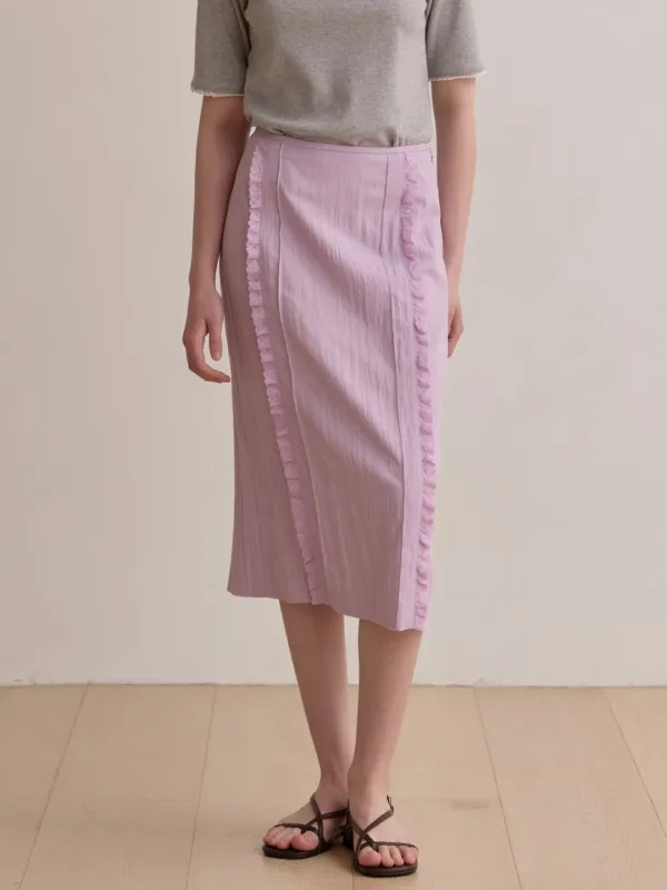 Lace frill H-line skirt - Lavender