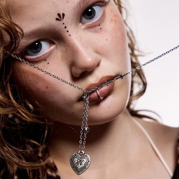 pivot heart necklace-silver