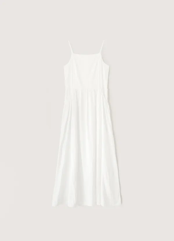 Shirring Pocket Sleeveless Dress - White