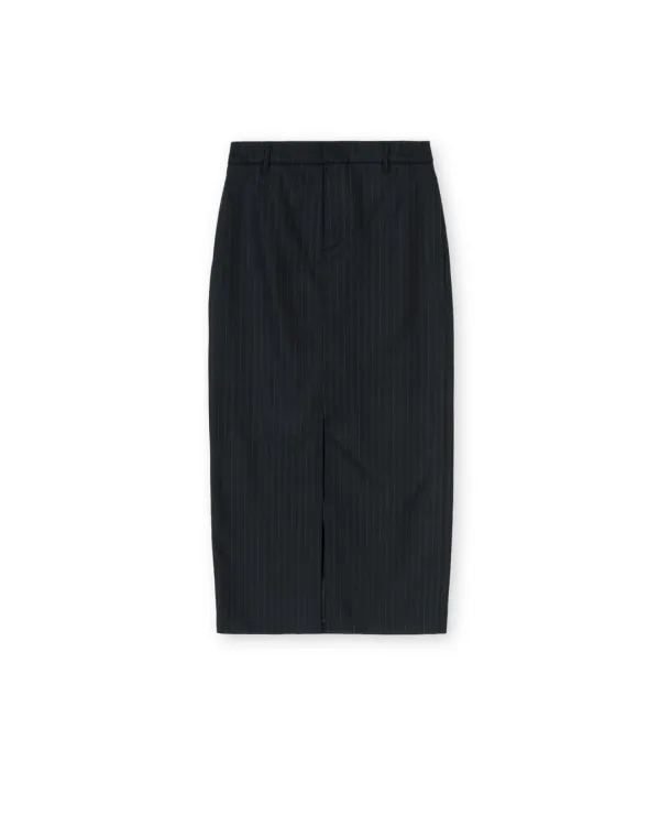 W H Line Long Skirt, Black Stripe