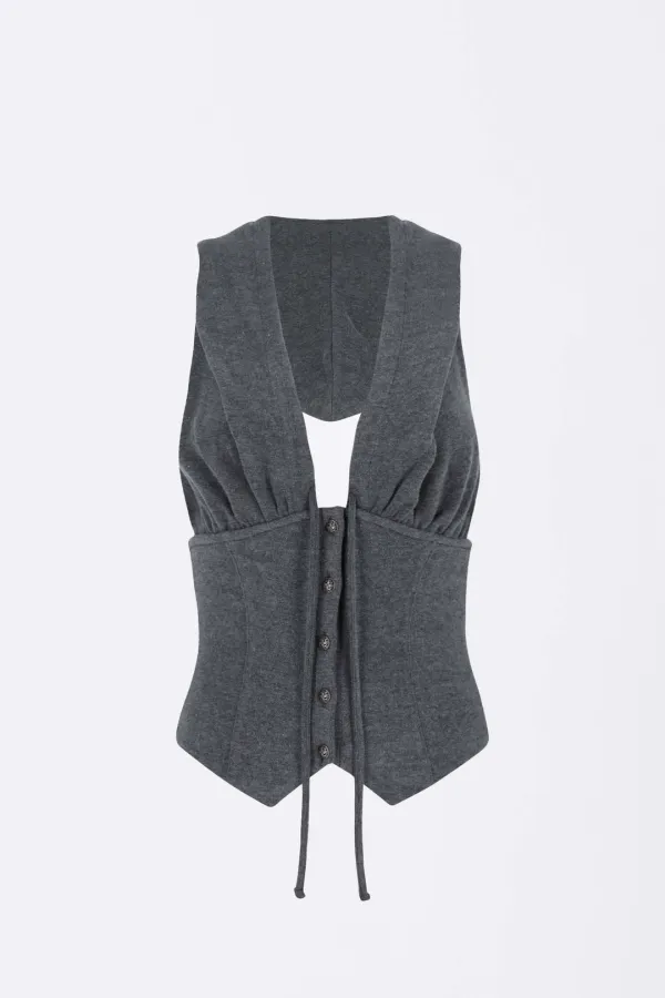Classic Sleeveless Hoodie Melange Gray