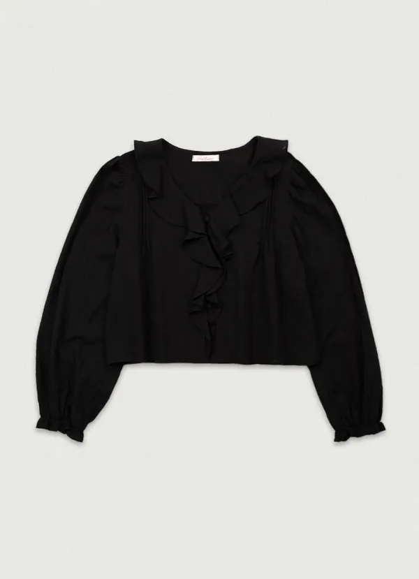 Ria Ruffle Long Sleeve Blouse [black]
