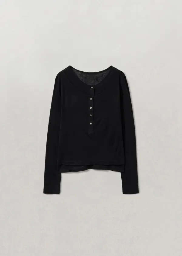 HENLY-NECK DOUBLE T-SHIRT (moat black)