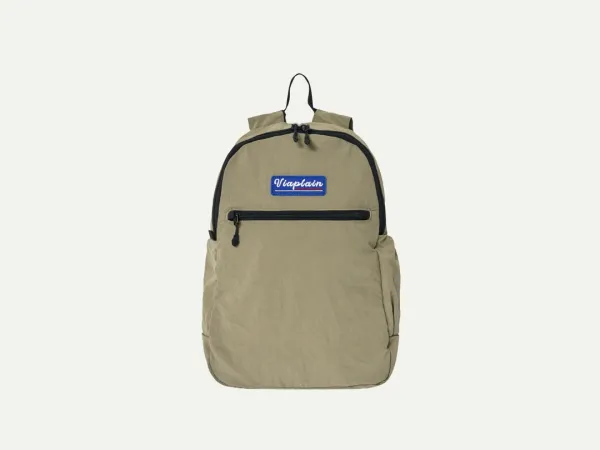 Via Logo pocketable backpack (Beige)