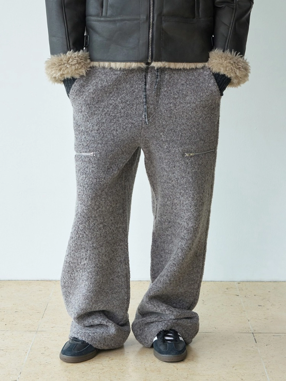 밀로 우먼 Boucle Zipper Trousers [Melange Gray] 상품 이미지 2