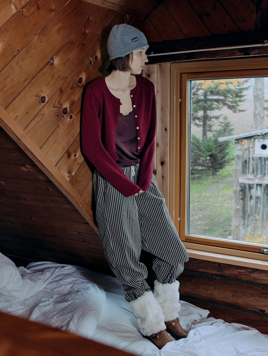 포에토 Kevin stripe pajama pants - brown stripe 상품 이미지 2