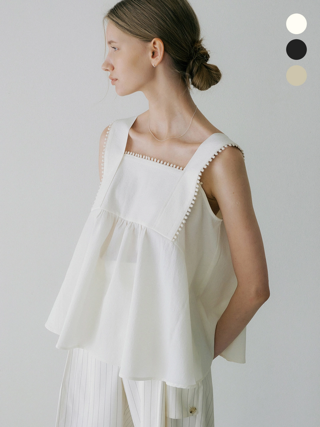 아워코모스 comos 889 wide strap flared blouse (3color) 상품 이미지 1