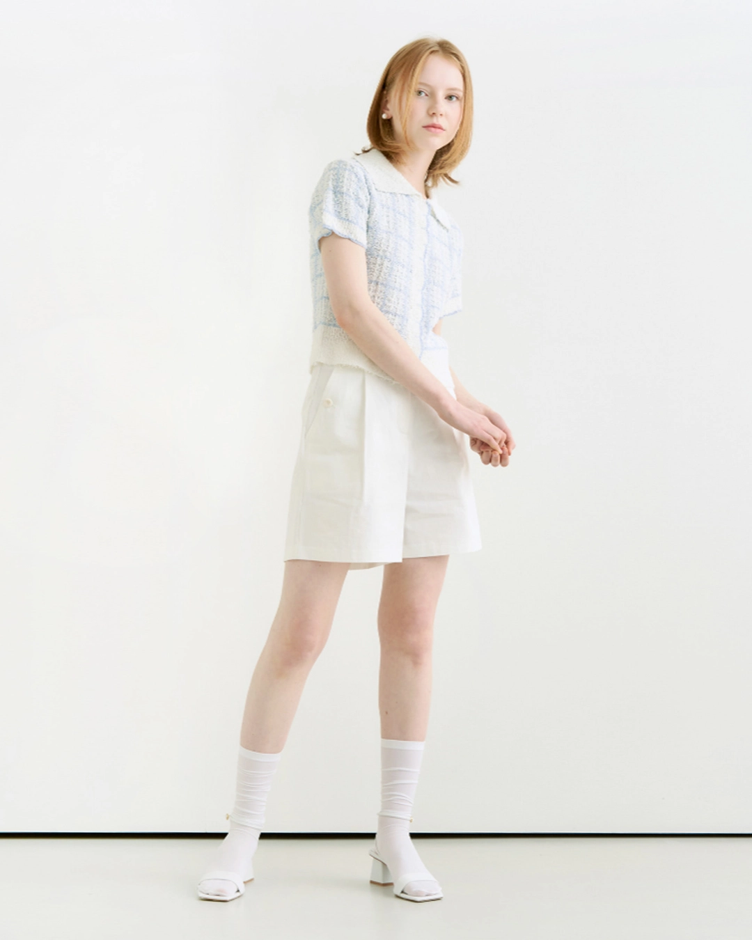 어다울 Pocket button point half pants - ivory 상품 이미지 3
